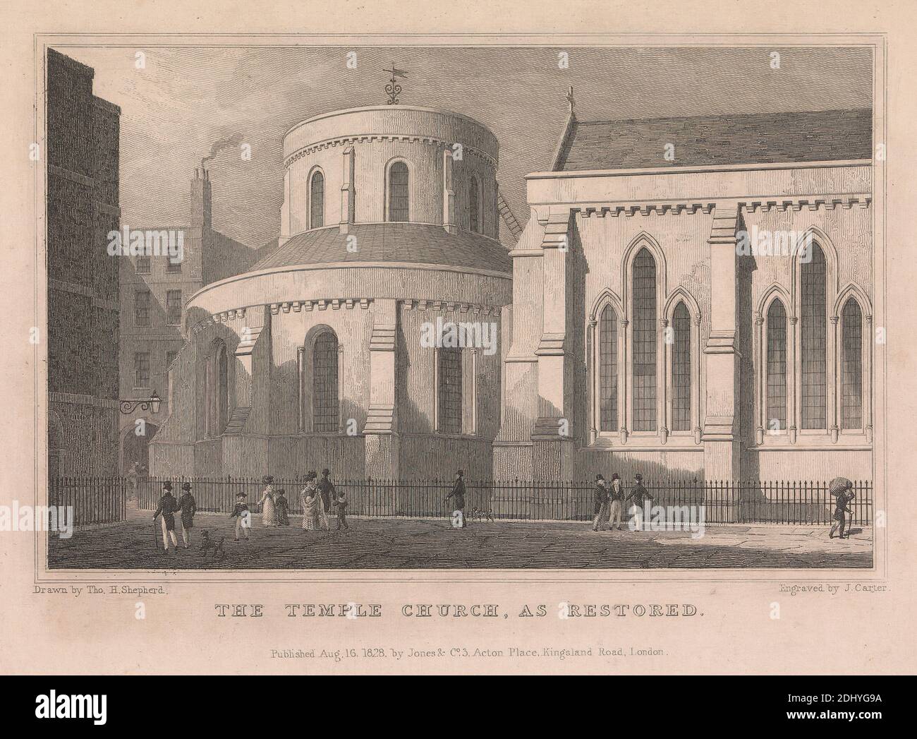 The Temple Church as Restored, John Carter, 1748–1817, British, 1828, Engraving Stockfoto