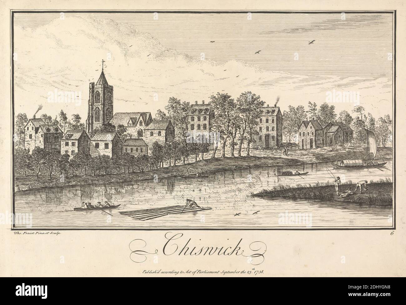 Chiswick, Thomas Preis, aktiv 1740-1750, britisch, nach Thomas Preis, aktiv 1740-1750, britisch, 1738, Gravur, Blatt: 10 x 14 1/8in. (25.4 x 35,9 cm Stockfoto