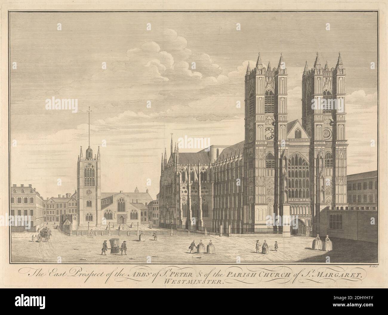 The East Prospect of the Abby of St. Peter and of the Parish Church of St. Margaret, Westminster, unbekannter Künstler, achtzehnten Jahrhundert, nach Benjamin Cole, 1697–1783, britische, undated, Gravur Stockfoto