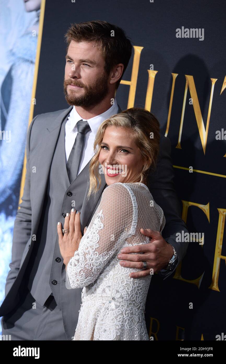 Chris Hemsworth und Elsa Pataky besuchen am 11. April 2016 die Premiere von Universal Pictures' 'The Huntsman: Winter's war' im Regency Village Theatre in Westwood, Los Angeles, CA, USA. Foto von Lionel Hahn/ABACAPRESS.COM Stockfoto