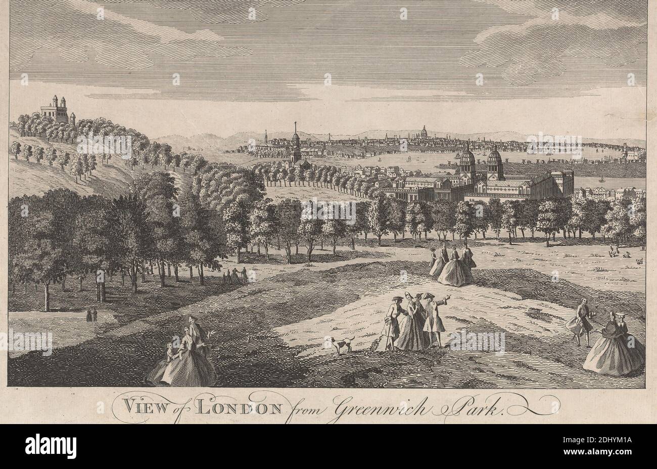 Ansicht von London aus Greenwich Park, unbekannter Künstler, 18. Jahrhundert, nach unbekannter Künstler, undated, Gravur Stockfoto