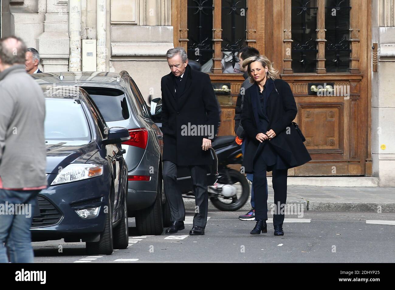 Bernard Arnault und seine Frau Helene Mercier-Arnault bei der Beerdigung von Laurence Chirac (ältere Tochter des ehemaligen Präsidenten Jacques Chirac und Bernadette Chirac) in der Sainte Clotilde Kirche in Paris, Frankreich am 16. April 2016 statt. Foto von ABACAPRESS.COM Stockfoto