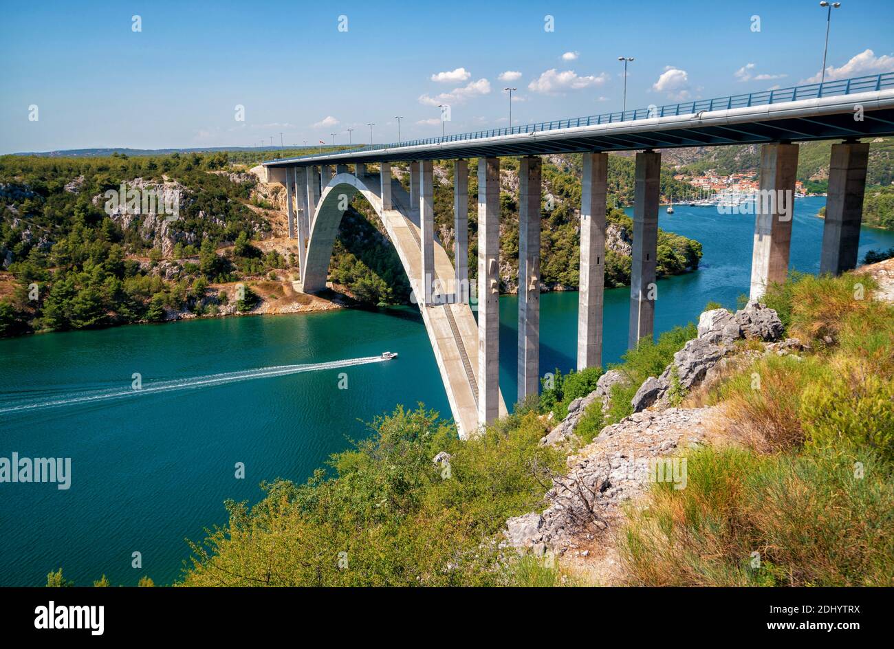 Brücke über den Fluss Krka, Sibenik Brücke in Kroatien, Europa. Stockfoto