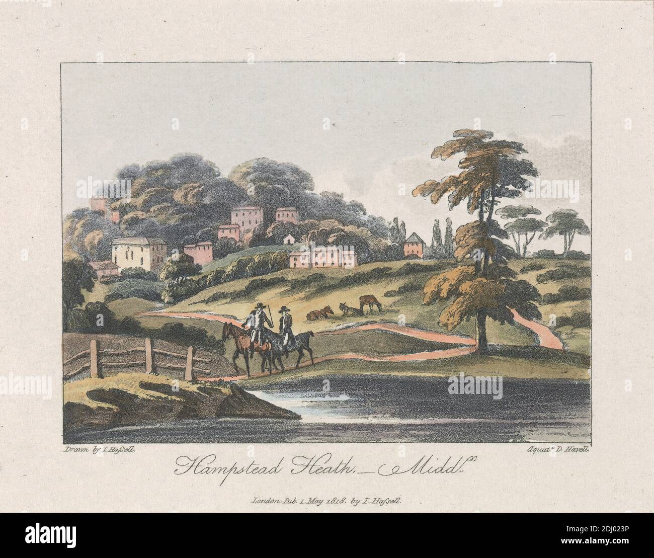 Hampstead Heath, Middlesex, Daniel Havell, 1785–1826, britisch, nach John Massell, 1818, Aquatint, handfarbig Stockfoto