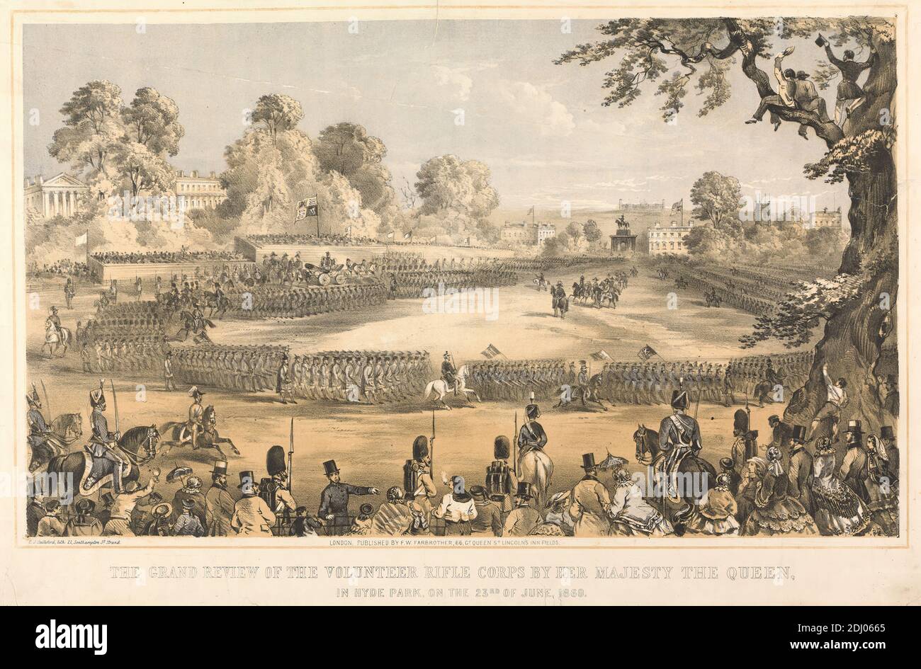 Die Grand Review of the Volunteer Rifle Corps von Ihrer Majestät der Königin, Charles John Culliford, starb 1893, nach unbekannten Künstler, 1860, chromolithograph Stockfoto