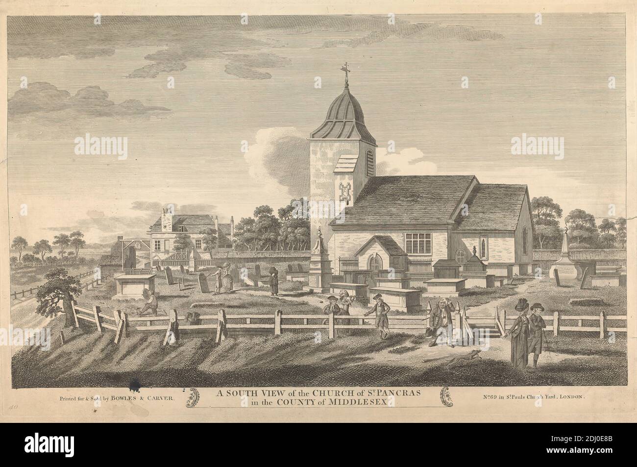 Eine Südansicht der Kirche von St. Paneras in der Grafschaft Middlesex, unbekannter Künstler, achtzehnten Jahrhundert, nach unbekannten Künstler, undated, Gravur Stockfoto