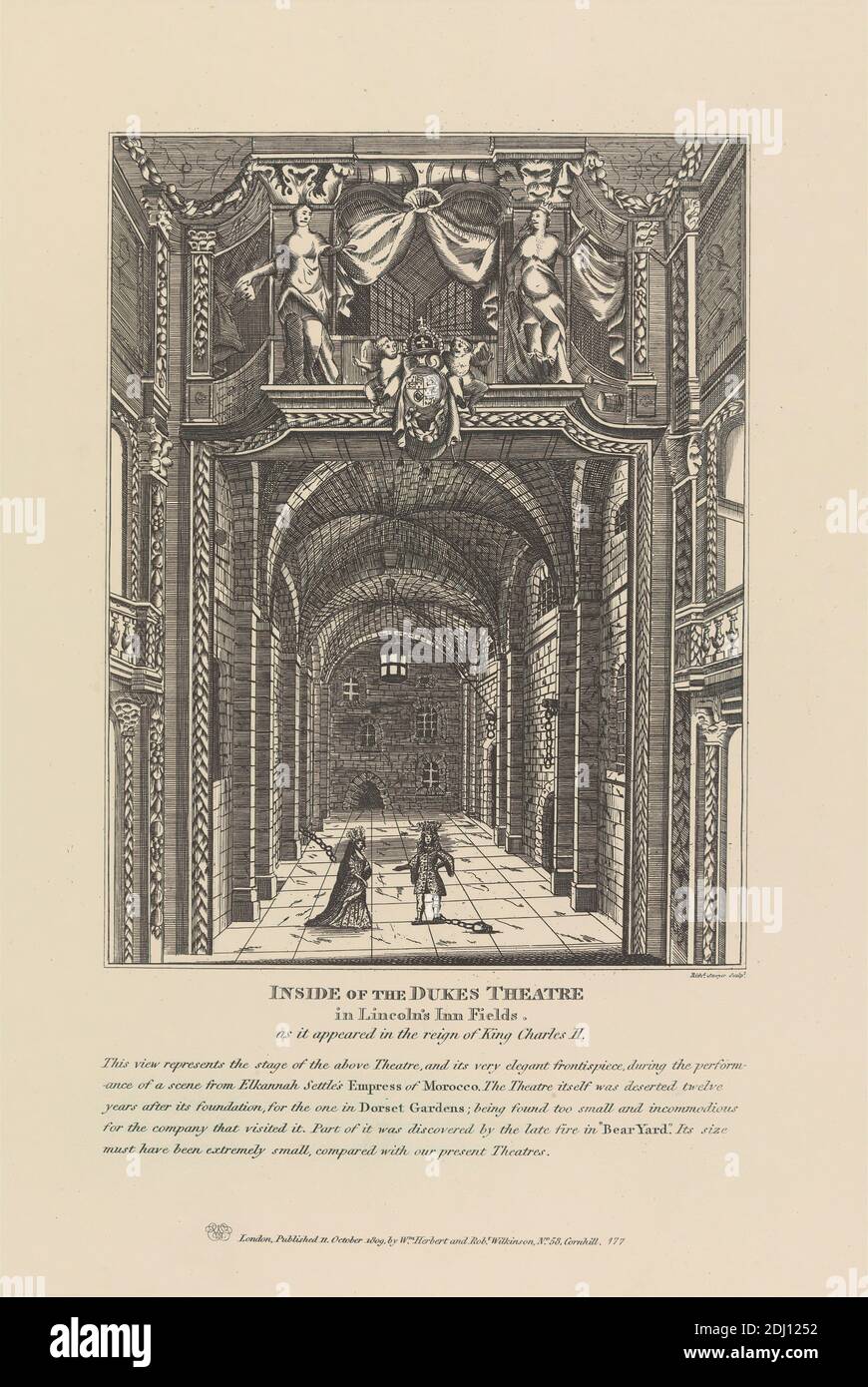 Im Inneren des Duke's Theatre in Lincoln's Inn Fields, Richard Sawyer, aktiv 1820–1830, nach unbekanntem Künstler, 1809, Gravieren, Blatt: 12 3/4 x 9in. (32.4 x 22,9 cm Stockfoto