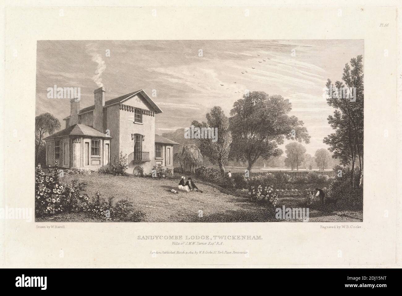 J.M.W. Esq. WESTERN Suburb, William Bernard Cooke, 1778–1855, britisch, nach William Havell, 1782–1857, britisch, in Indien aktiv (1820–26), 1814, Engraving Stockfoto