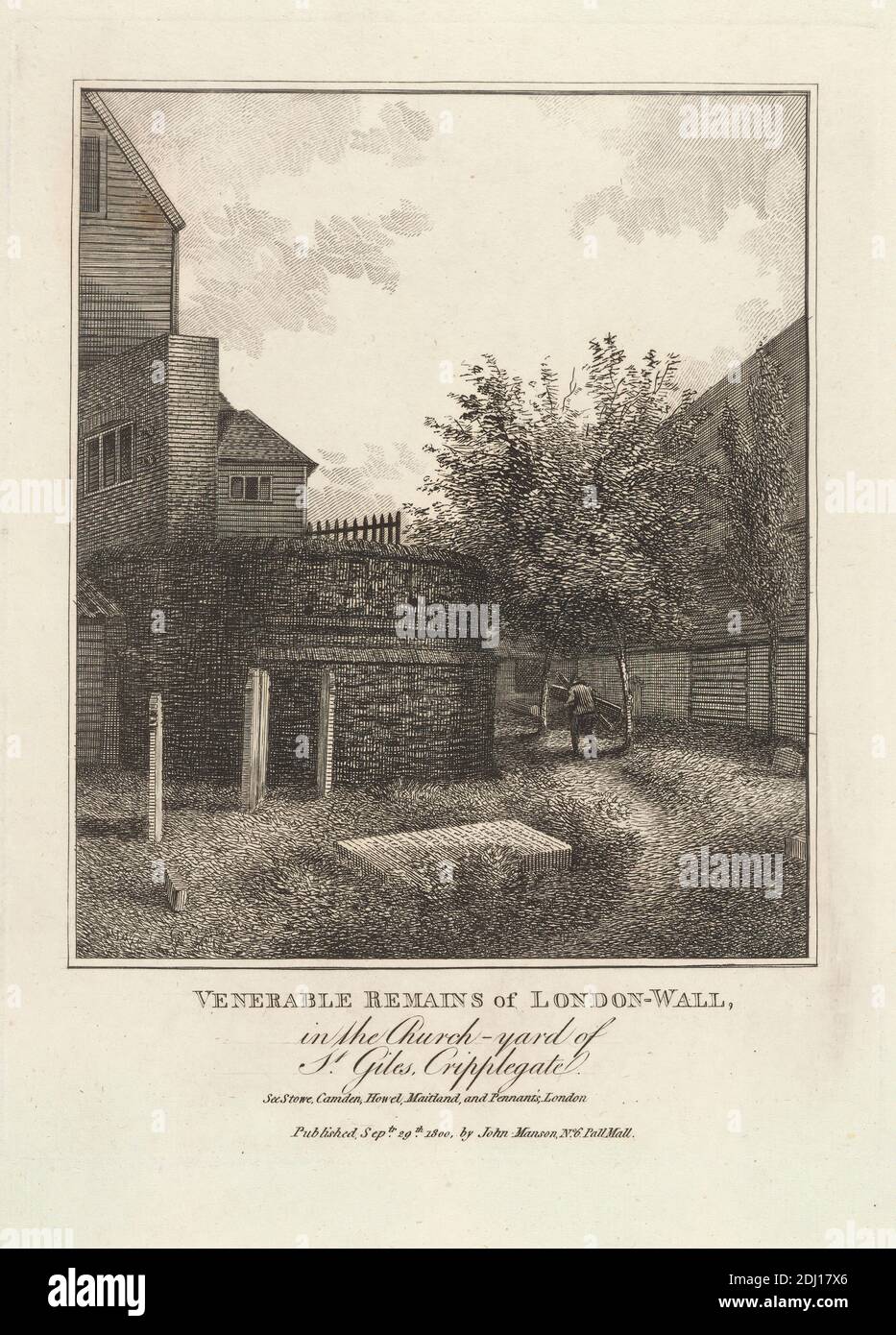Ehrwürdige Überreste der Londoner Mauer, unbekannter Künstler, nach unbekannter Künstler, 1800, Gravur Stockfoto