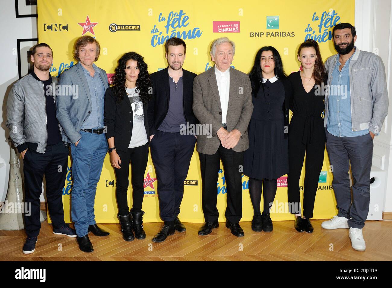 Arthur Dupont, Pascal Demolon, Sabrina Ouazani, Gregoire Leprince-Ringuet, Constantin Costa-Gavras, Marjane Satrapi, Charlotte Le Bon et Ramzy Bedia assistent a la Conference de Presse de la 32eme Fete du Cinema au Studio Harcourt a Paris, France le 16 Juin 2016. Foto von Aurore Marechal/ABACAPRESS.COM Stockfoto