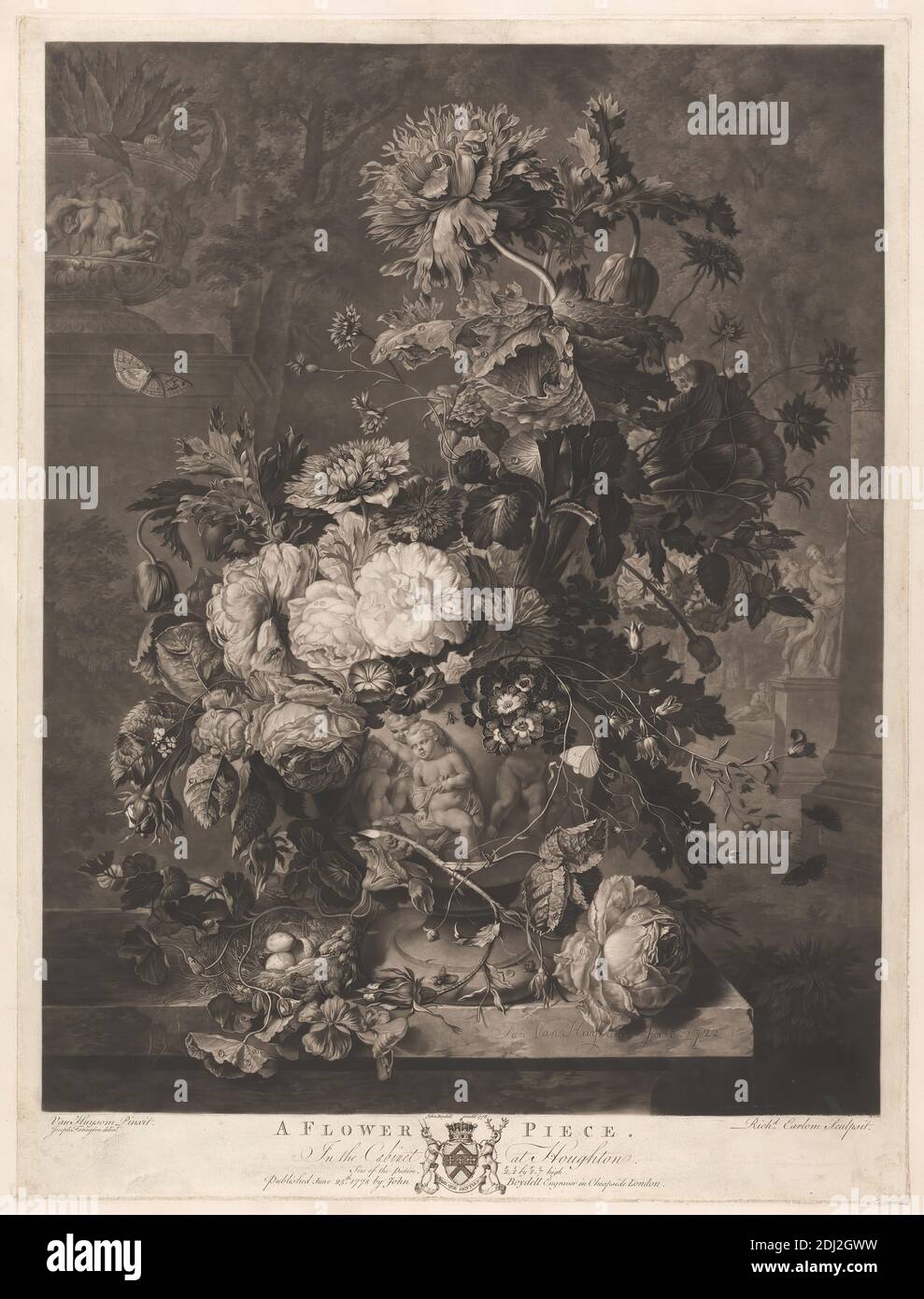 A Flower Piece, Richard Earlom, 1743–1822, britisch, nach Jan van Huysum, 1682–1749, niederländisch, 1778, Blatt: 19 7/8 x 15 5/8in. (50.5 x 39,7 cm Stockfoto