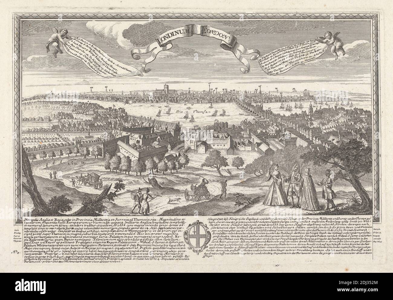 London, London. General Prospect Before the Great Fire of 1666, Joseph F. Leopold, 1668–1726, nach unbekanntem Künstler, undatiert, Gravieren Stockfoto