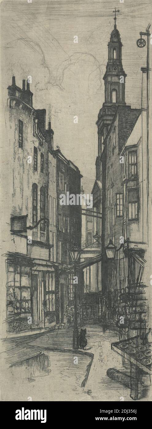 Church Row, Strand, Edgar M. Wilson, 1861–1918, undatiert, Etching on Chine collé, Platte: 11 1/2 x 4 1/2in. (29.2 x 11,4 cm) und Blatt: 13 1/2 x 6 1/2 Zoll (34.3 x 16,5 cm Stockfoto