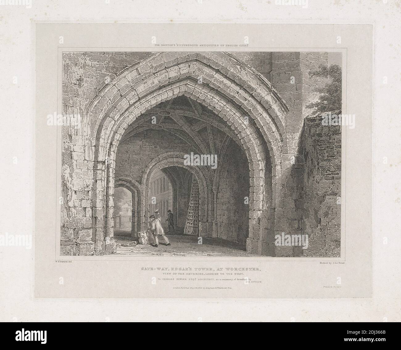 Gateway, Edgar's Tower in Worcester, John Le Keux, 1783–1846, britisch, nach William Henry Bartlett, 1809–1854, britisch, 1829 Stockfoto