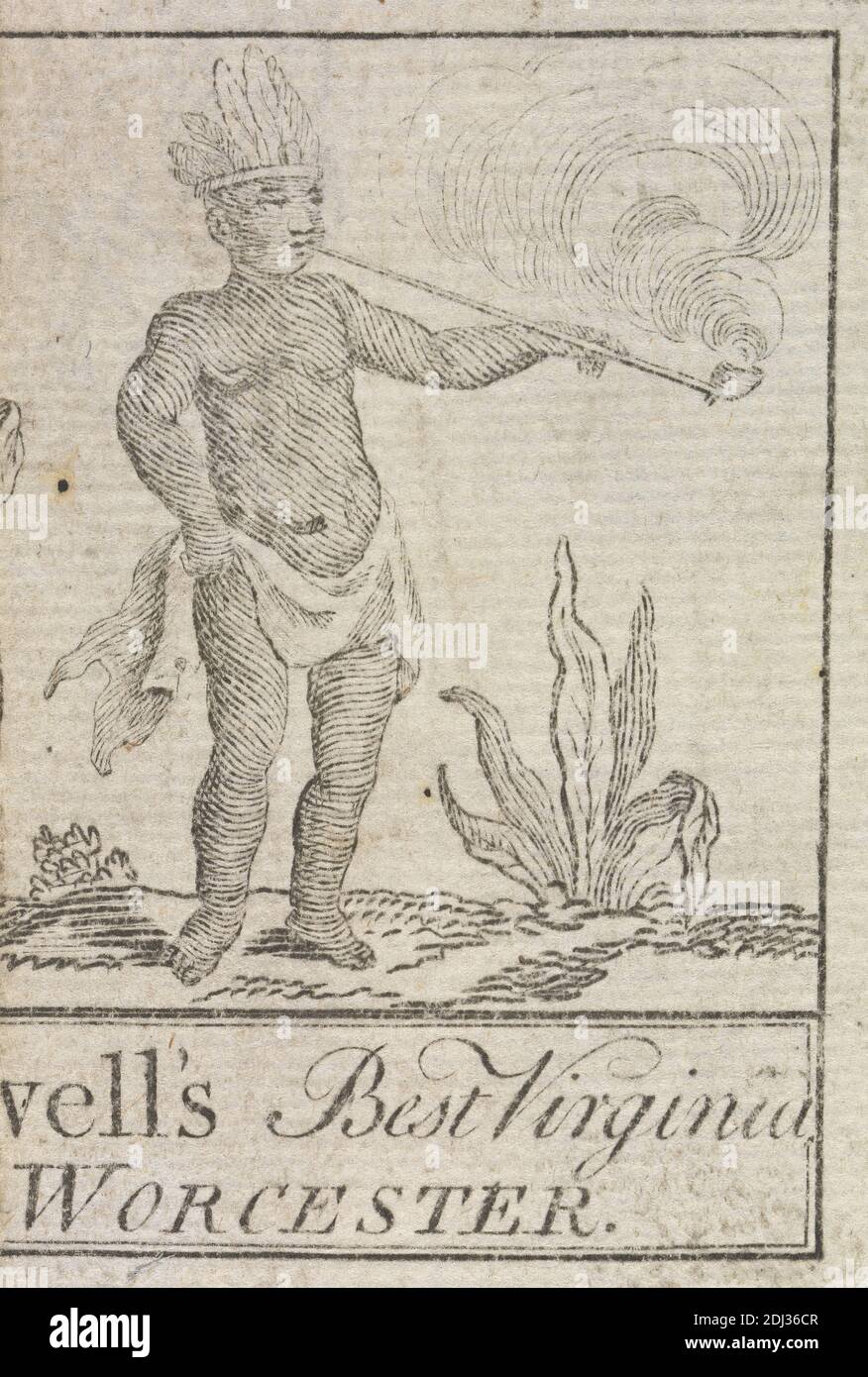 Tauschkarte für ...... vell's Best Virginia Tobacco, von Worcester, unbekannter Künstler, achtzehnten Jahrhundert, ca. 1770 Stockfoto