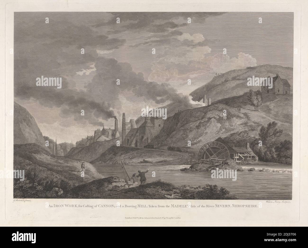 An Iron Work for Casting of Cannon, Wilson Lowry, 1762–1824, britisch, nach George Robertson, 1749–1788, britisch, 1788, Gravieren, Bild: 13 5/8 x 20 3/8in. (34.6 x 51,8 cm), Blatt: 17 1/2 x 23 1/2 Zoll (44.5 x 59,7 cm) und Platte: 16 x 21 1/2 Zoll (40.6 x 54,6 cm Stockfoto