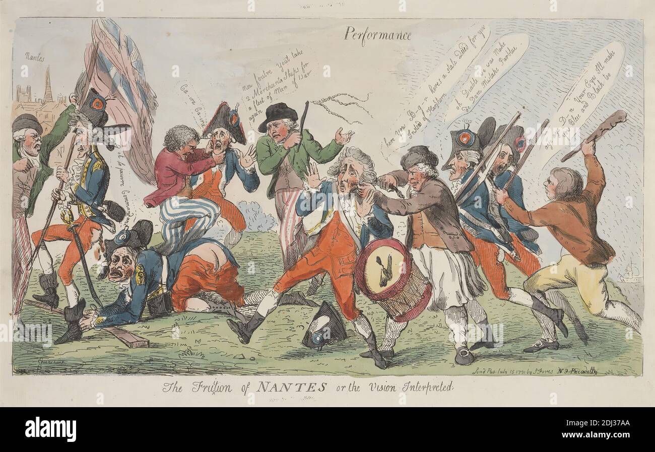 The Fruition of Nantes or the Vision interpretiert, Isaac Cruikshank, 1756–1810, British, 1791, Radierung, handfarbig, Blatt: 8 1/2 x 15 1/8in. (21.6 x 38,4 cm Stockfoto