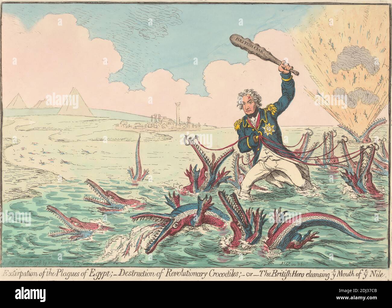 Extirpation of the Plagen of Egypt, James Gillray, 1757–1815, britisch, 1798, Radierung, handfarbig, Blatt: 9 5/8 x 14 Zoll (24.4 x 35,6 cm Stockfoto