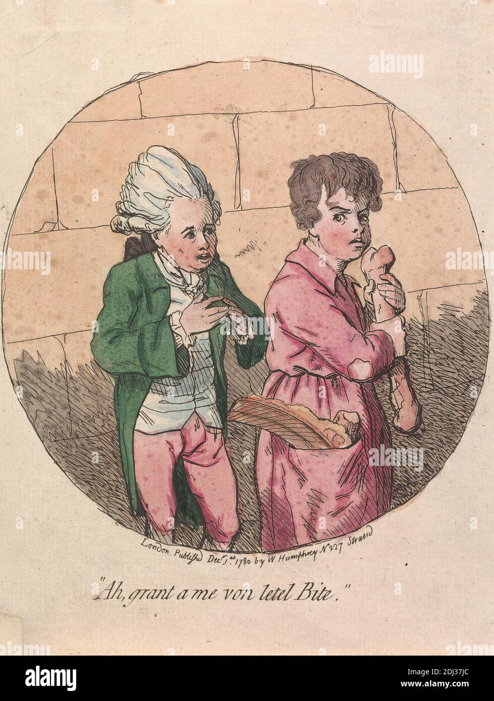 Ah, Grant A me von Letel Bite, James Gillray, 1757–1815, British, 1780, Radierung, handfarbig, Blatt: 5 3/8 x 5 3/8in. (13.7 x 13,7 cm Stockfoto