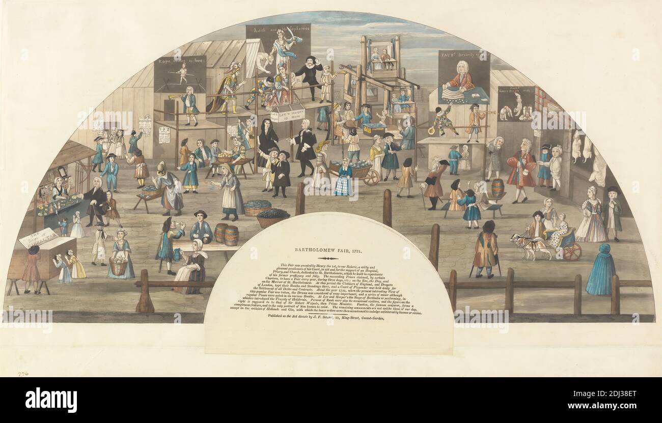 Bartholomew Fair, 1721, Drucken von unbekannten Künstler, achtzehnten Jahrhundert, nach unbekannten Künstler, ( loggt ), ca. 1721, handkoloriertes Aquatinta Stockfoto