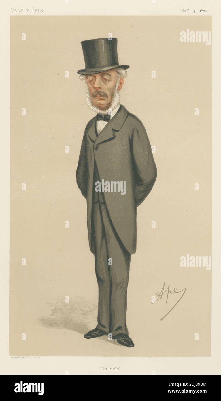 Politiker - Vanity Fair - "Wiedergutmachung". Die Rt. Hon. Stephen Cave. 3. Oktober 1874, Carlo Pellegrini, 1839–1889, Italienisch, 1874, Chromolithographie Stockfoto