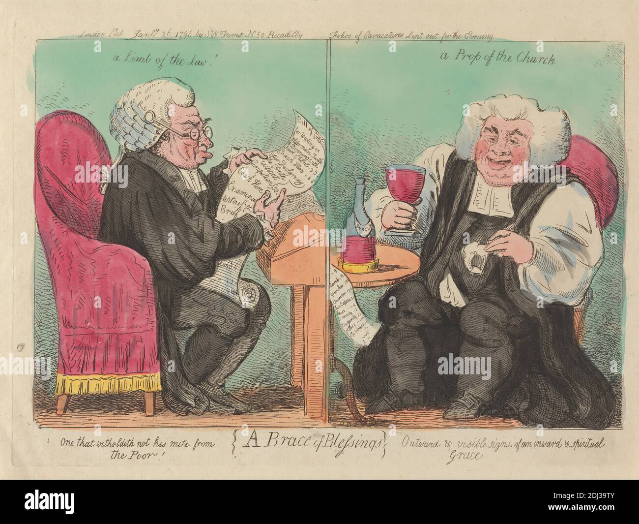 Eine Segensbrache, (?) Isaac Cruikshank, 1756–1810, britisch, 1796, Radierung, handfarbig, Blatt: 8 7/16 x 12 13 Zoll (21.4 x 32,5 cm Stockfoto