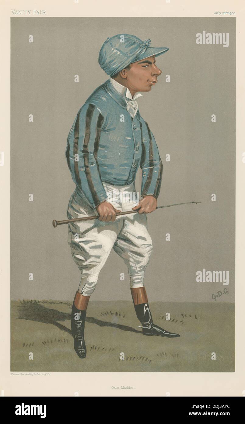 Vanity Fair: Jockeys; Otto Madden, 25. Juli 1900, Godfrey Douglas Giles, 1857–1941, British, 1900, Chromolithograph Stockfoto