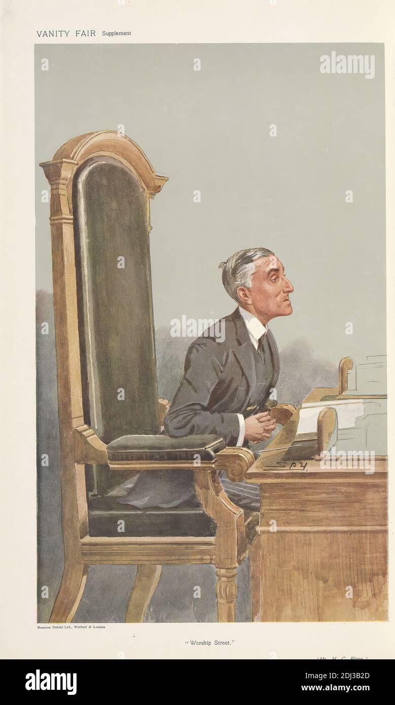 Vanity Fair: Legal; 'Worship Street', H.C. Biron, 27. März 1907, Leslie Matthew 'Spy' ward, 1851–1922, British, 1907, Chromolithographie Stockfoto