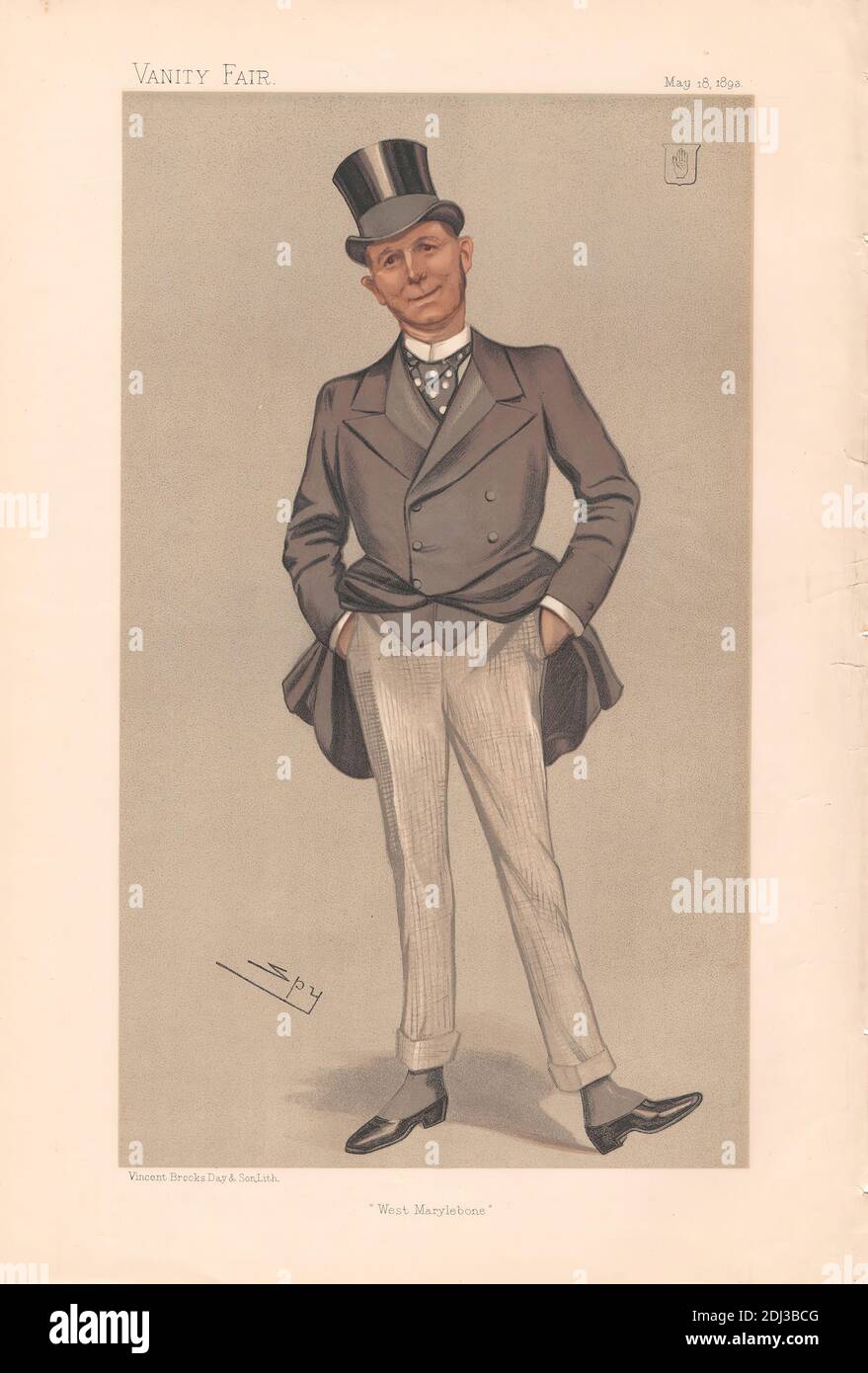 Vanity Fair - Geschäftsleute und Empire Builders. „West Marylebone“. Sir Frederick Seager Hunt, Bart. 18. Mai 1893, Leslie Matthew 'Spy' ward, 1851–1922, britisch, 1893, Chromolithographie Stockfoto