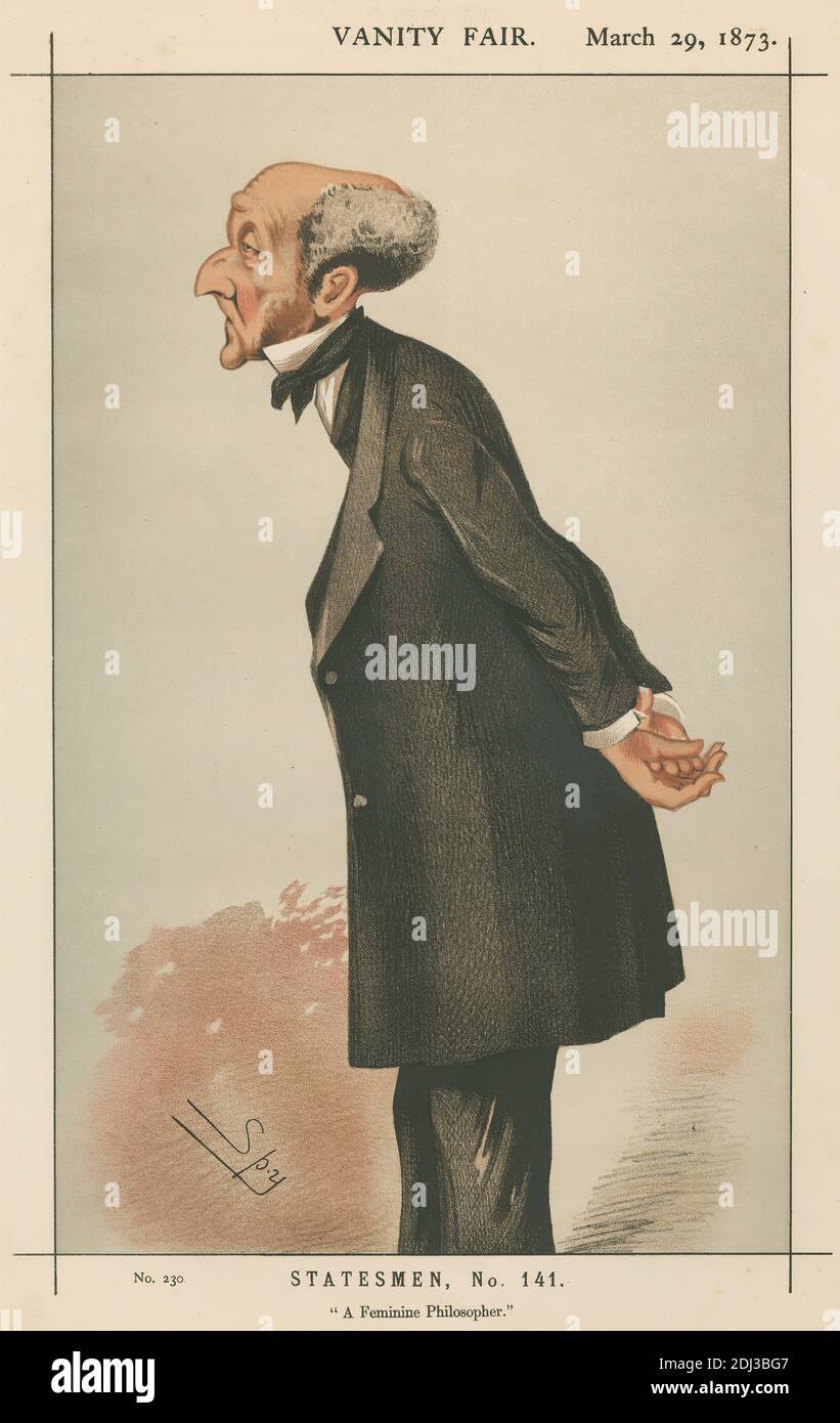 Vanity Fair: Literarisch; 'EIN femininer Philosoph', John Struart Mill, 29. März 1873, Leslie Matthew 'Spy' ward, 1851–1922, britisch, 1873, Chromolithographie Stockfoto