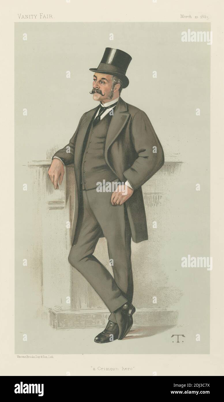 Vanity Fair: Militär und Marine; 'A Crimean Hero', Generalmajor Edwyn Sherard Burnaby, 10. März 1883, Theobald Chartran, 1849–1907, Französisch, 1883, Chromolithographie Stockfoto
