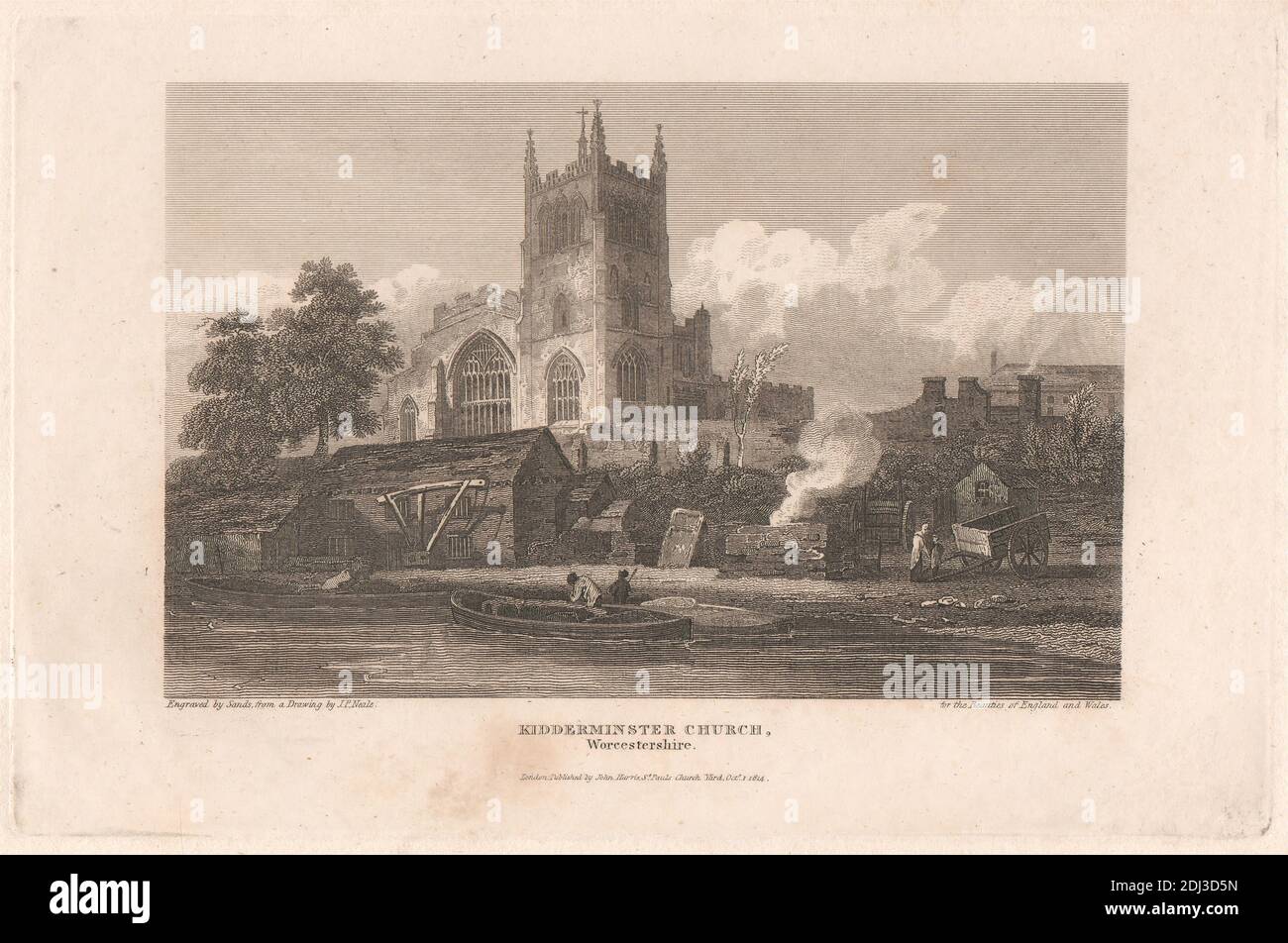Kidderminster Church, Worcestershire, James Sands, aktiv 1813–1846, nach John Preston Neale, 1771/80–1847, British, 1814 Stockfoto