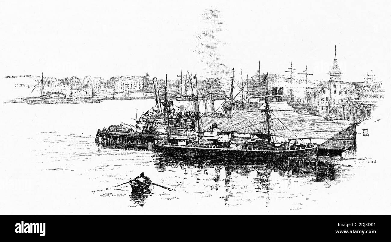 Kupferstich von Circular Quay, sydney, Australien, um 1880 Stockfoto