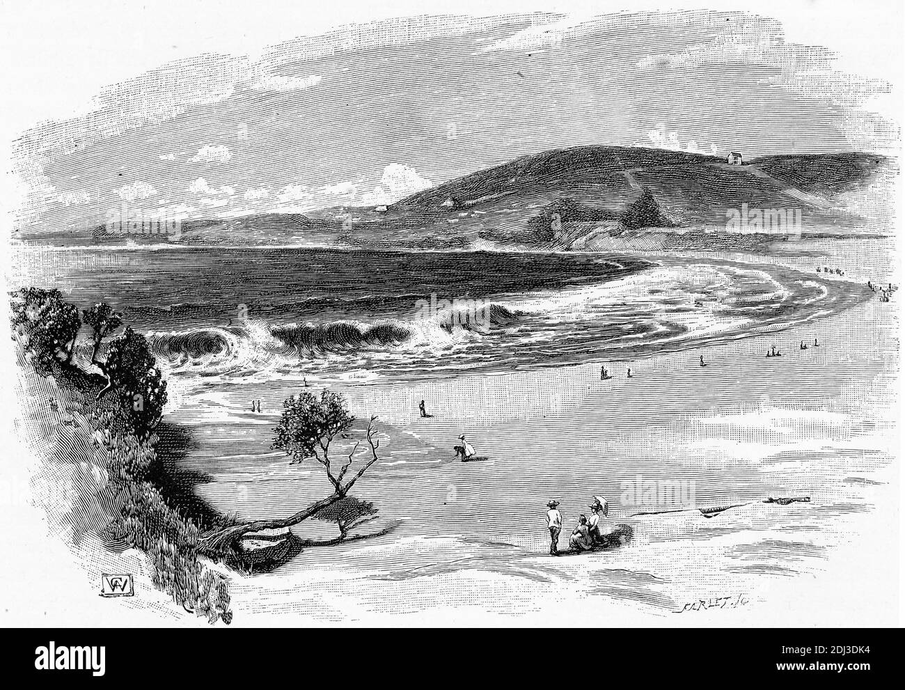 Kupferstich von Coogee Beach, New South Wales, Australien, um 1880 Stockfoto