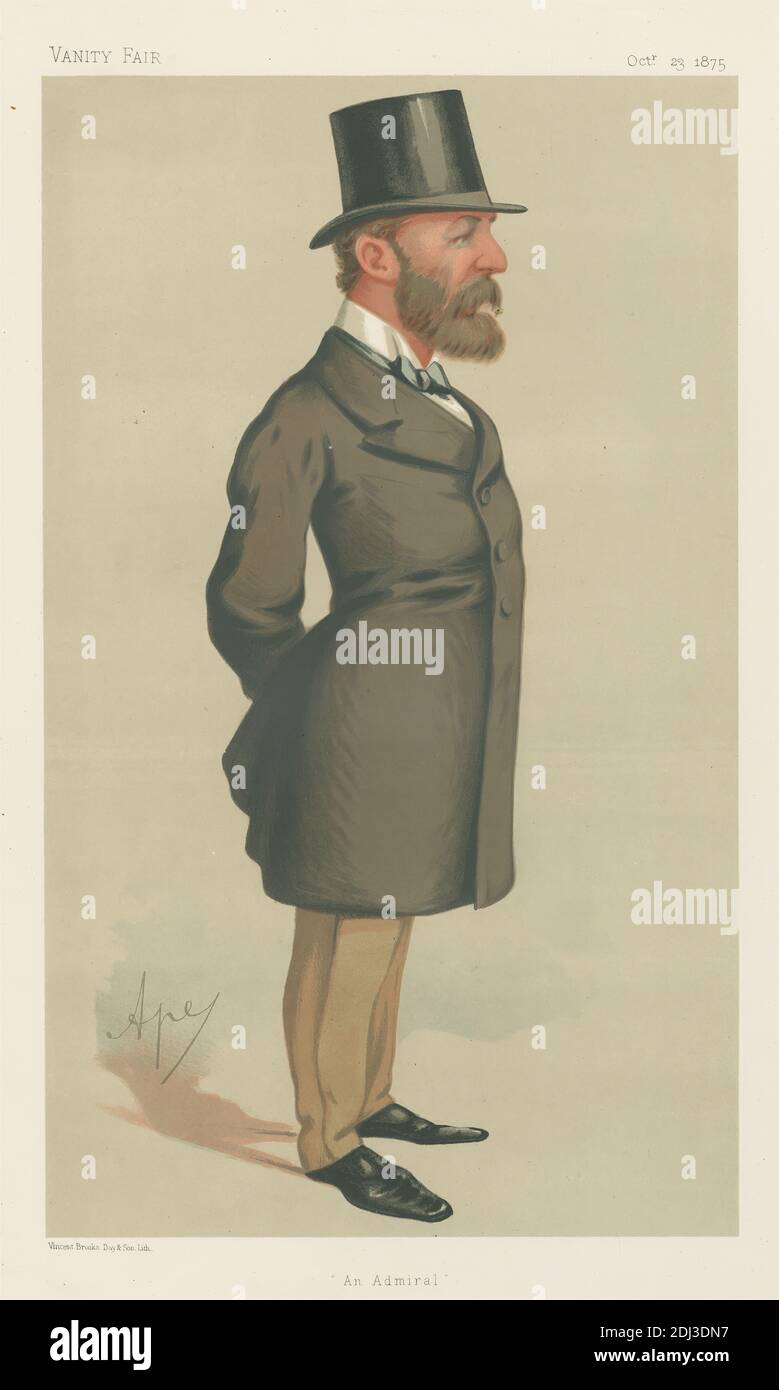 Vanity Fair: Militär und Marine; 'an Admiral', Real Admiral Lord John Hay, 23. Oktober 1875, Carlo Pellegrini, 1839–1889, Italienisch, 1875, Chromolithographie Stockfoto