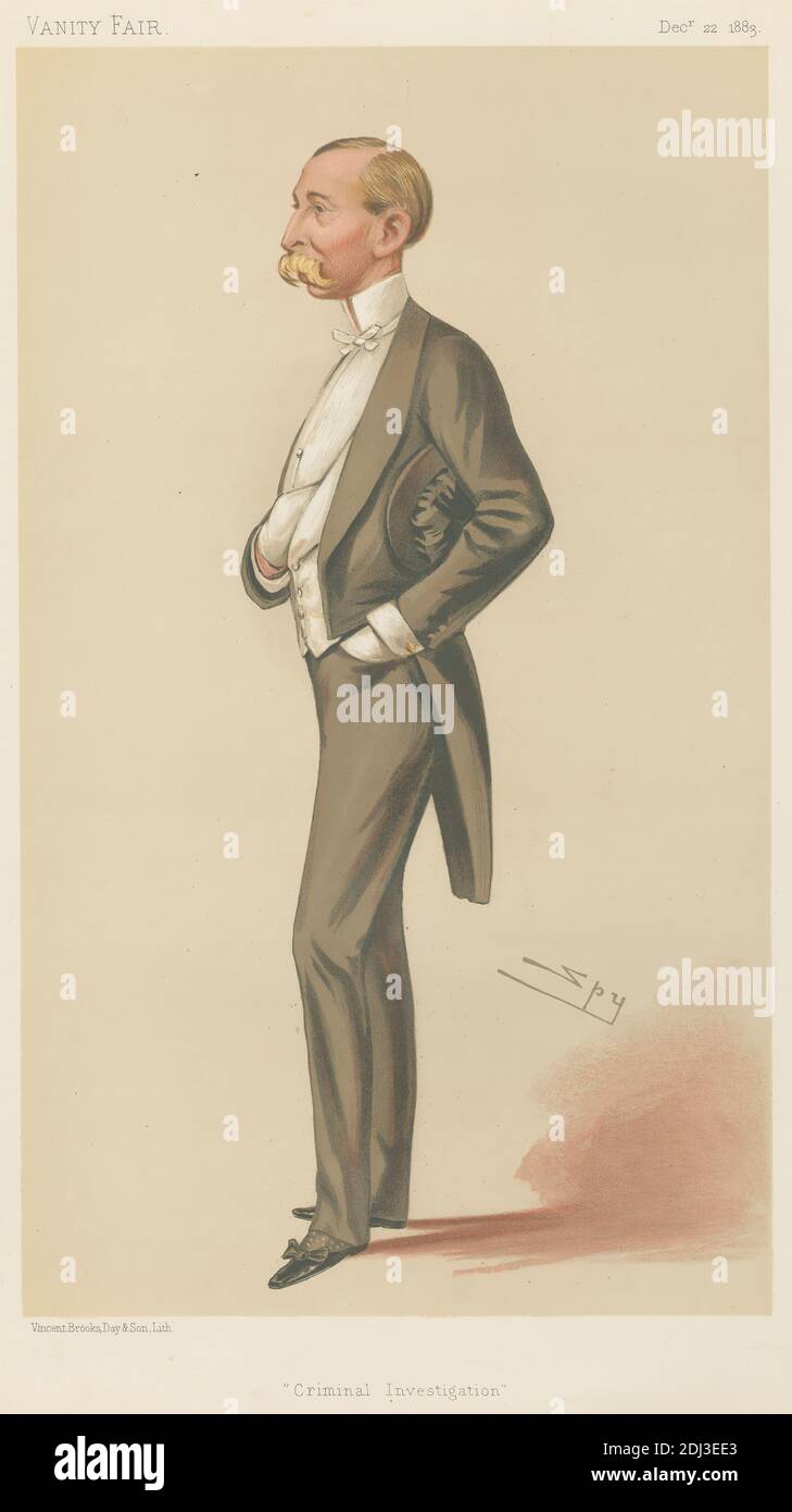 Vanity Fair: Polizisten; 'Criminal Investigation', Mr. Charles Edward Howard Vincent, 22. Dezember 1883, Leslie Matthew 'Spy' ward, 1851–1922, British, 1883, Chromolithograph Stockfoto