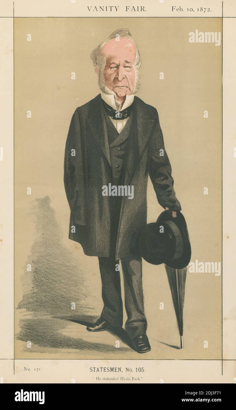 Politiker - Vanity Fair. "Er verteidigte Hyde Park." Die Rt. Hon. Spencer Horatio Walpole. 10. Februar 1872, unbekannter Künstler, neunzehnten Jahrhundert, 1872, chromolithograph Stockfoto