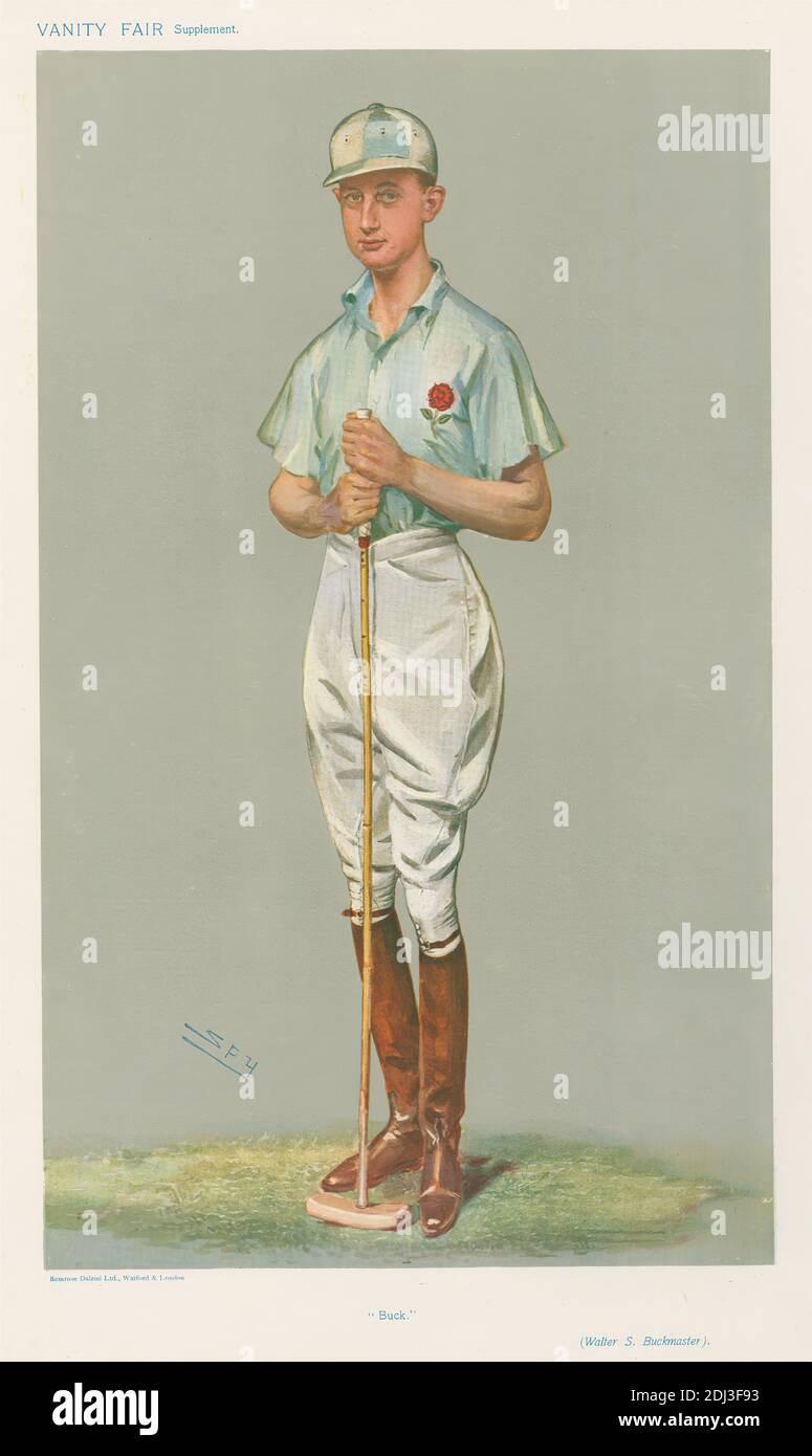 Polo Players - Vanity Fair. „Buck“. Herr Walter S. Buckmaster. 4. September 1907, Leslie Matthew 'Spy' ward, 1851–1922, britisch, 1907, Chromolithographie Stockfoto