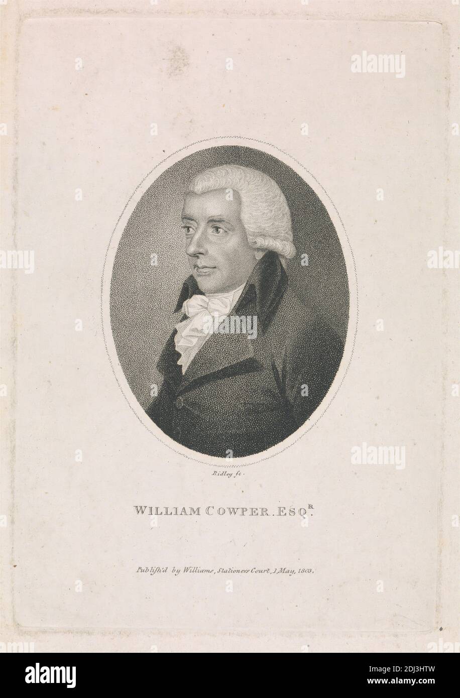 William Cowper, William Ridley, 1764–1838, britischer, nach unbekannter Künstler, 1803, Engraving Stockfoto