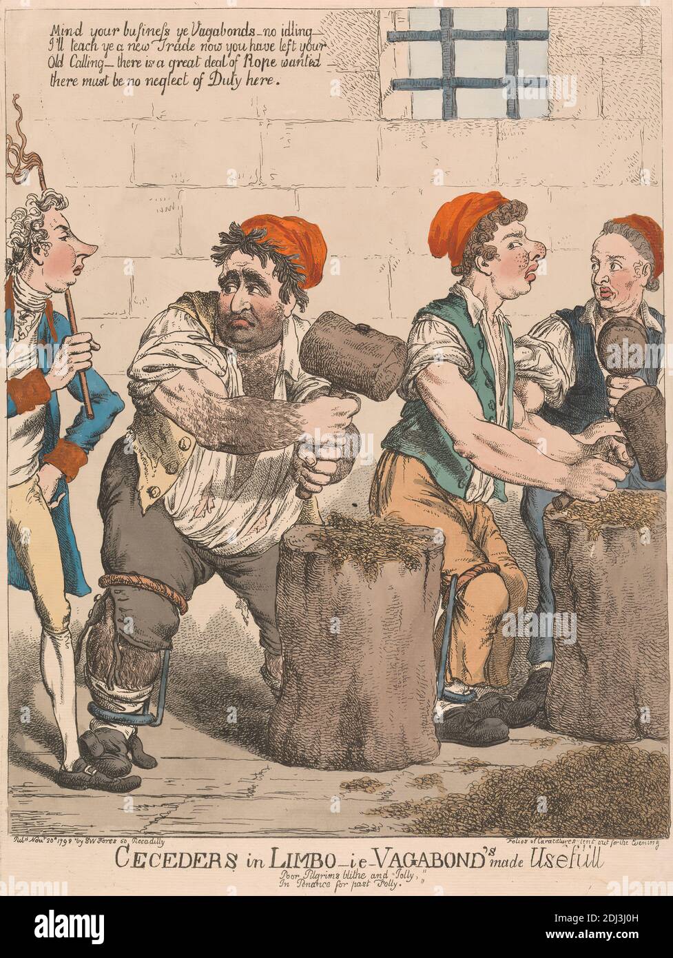 Ceceders in Limbo - dh - Vagabunden nützlich gemacht, (?) Charles Ansell, ca. 1752–Active 1790, britisch, 1798, Radierung, handfarbig, Blatt: 13 5/8 x 10 (34.6 x 27,6 cm Stockfoto