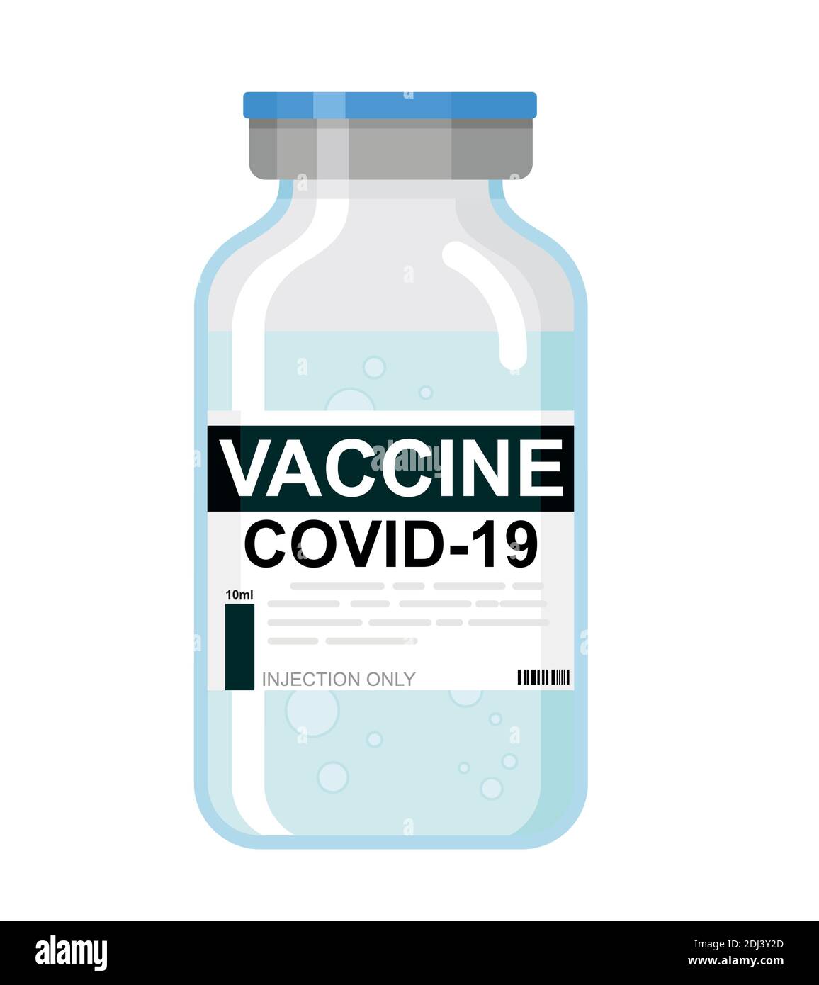 Impfstoff in einer Flasche. Impfung gegen das Coronavirus Covid-19. Stock Vektor