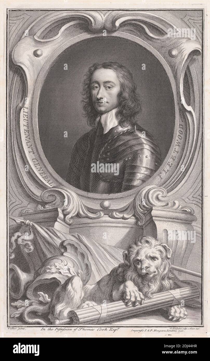 Generalleutnant Fleetwood, Jacobus Houbraken, 1698–1780, niederländisch, nach Robert Walker, 1607–1660, britisch, 1740, Gravieren, Blatt: 15 x 9 5/8in. (38.1 x 24,4 cm Stockfoto