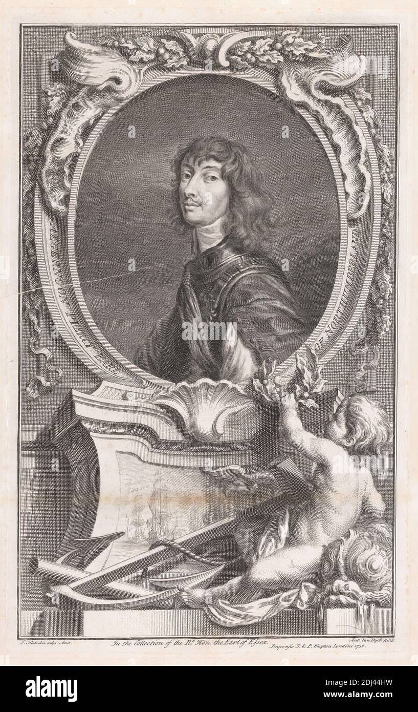 Algernon Percy, Earl of Northumberland, Jacobus Houbraken, 1698–1780, niederländisch, nach Sir Anthony Van Dyck, 1599–1641, flämisch, in Großbritannien tätig (1620–21; 1632–34; 1635–41), 1738, Gravieren, Blatt: 15 x 9 5/8 Zoll. (38.1 x 24,4 cm Stockfoto