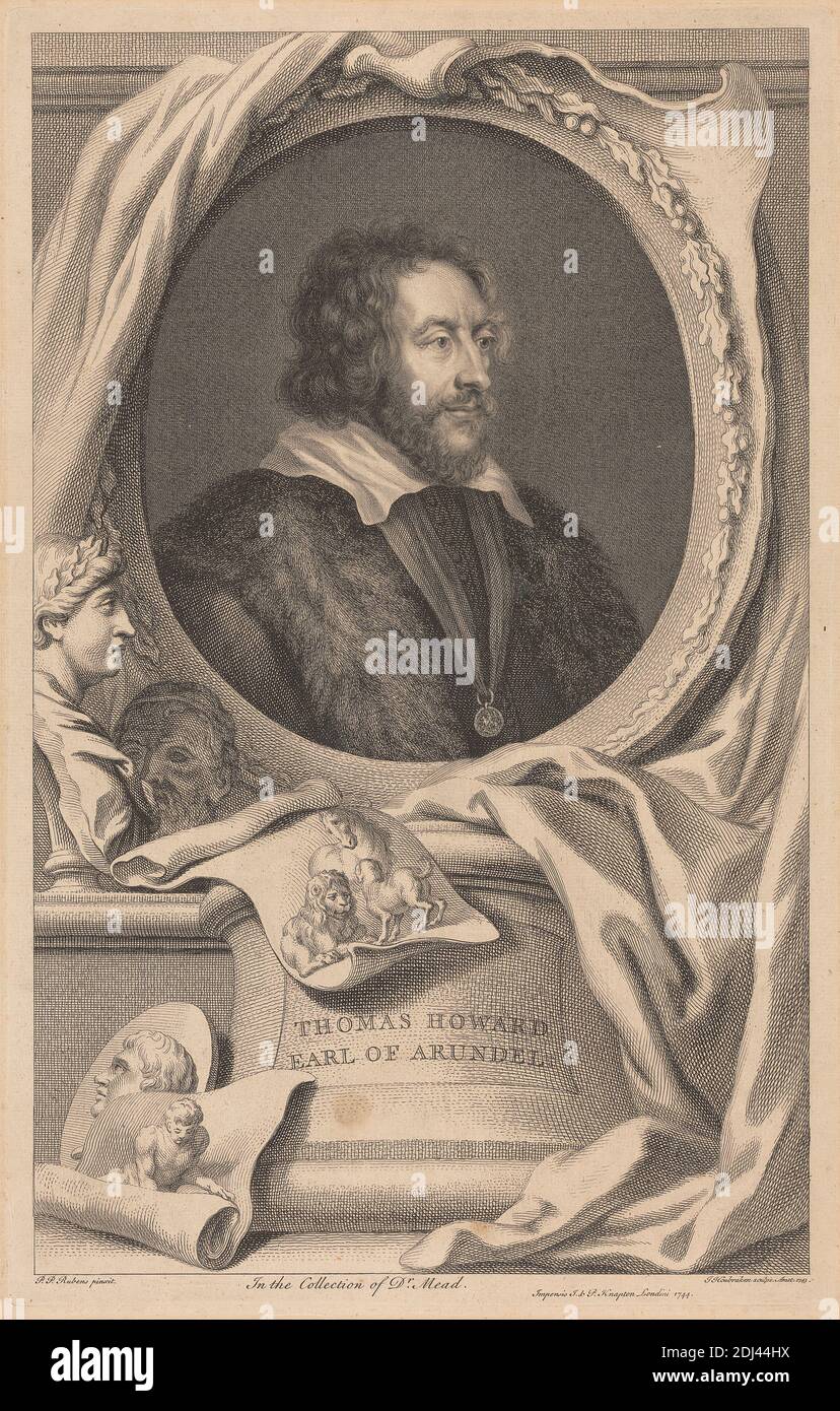 Thomas Howard, Earl of Arundel, Jacobus Houbraken, 1698–1780, Niederländisch, nach Sir Peter Paul Rubens, 1577–1640, Flämisch, 1743-1744, Gravieren, Blatt: 15 x 9 5/8in. (38.1 x 24,4 cm Stockfoto