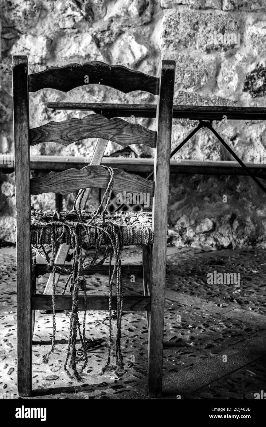 Derelict Stuhl In Schwarz Und Weiß Stockfoto