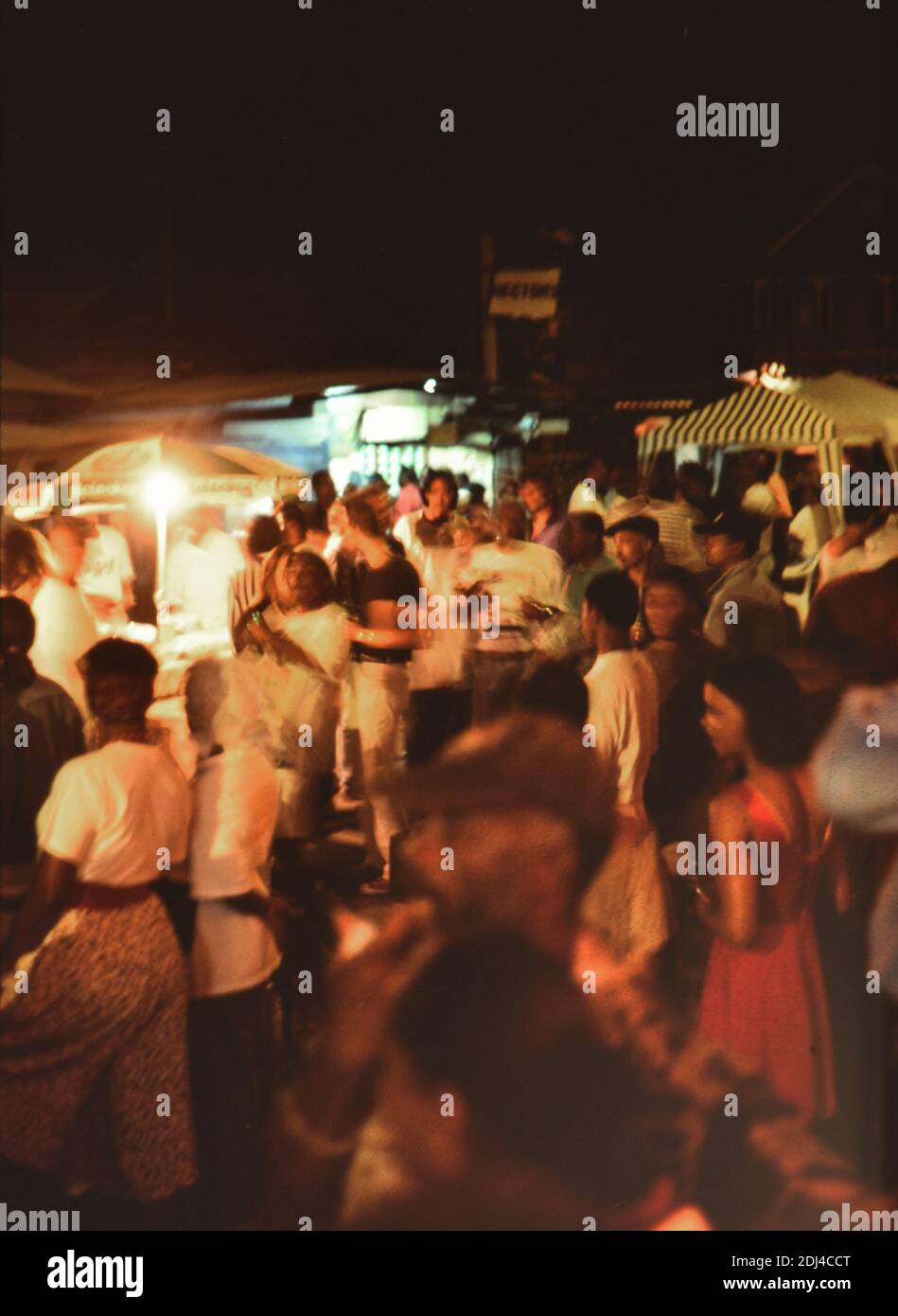 1990er St. Lucia (Ostkaribische Karibik) - Tour auf Gros Islet 'spring up' in St. Lucia Ca. 1995-1999 Stockfoto