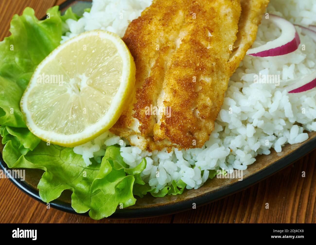 Sayadeya: Fisch- und Reisgericht aus dem Nahen Osten, ägyptisches Gericht Stockfoto