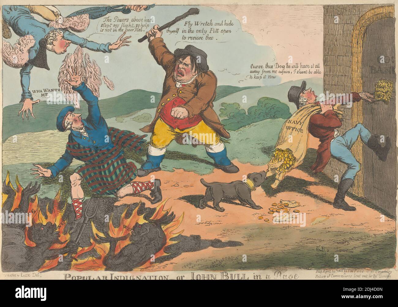 Volksentrüstung von John Bull in a Rage, Charles Williams, aktiv 1796–1830, Briten, nach unbekannten Künstler, ( Warren Lee ) neunzehnten Jahrhundert, 1805, Etching Stockfoto