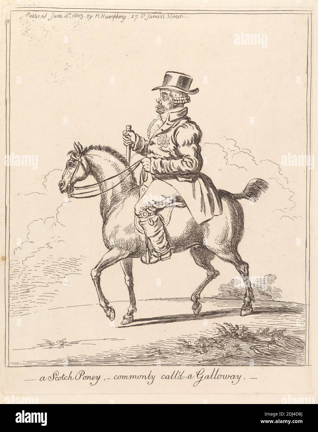 A Scotch Poney - gemeinhin nennen'd a Galloway, James Gillray, 1757–1815, British, 1803, Etching Stockfoto