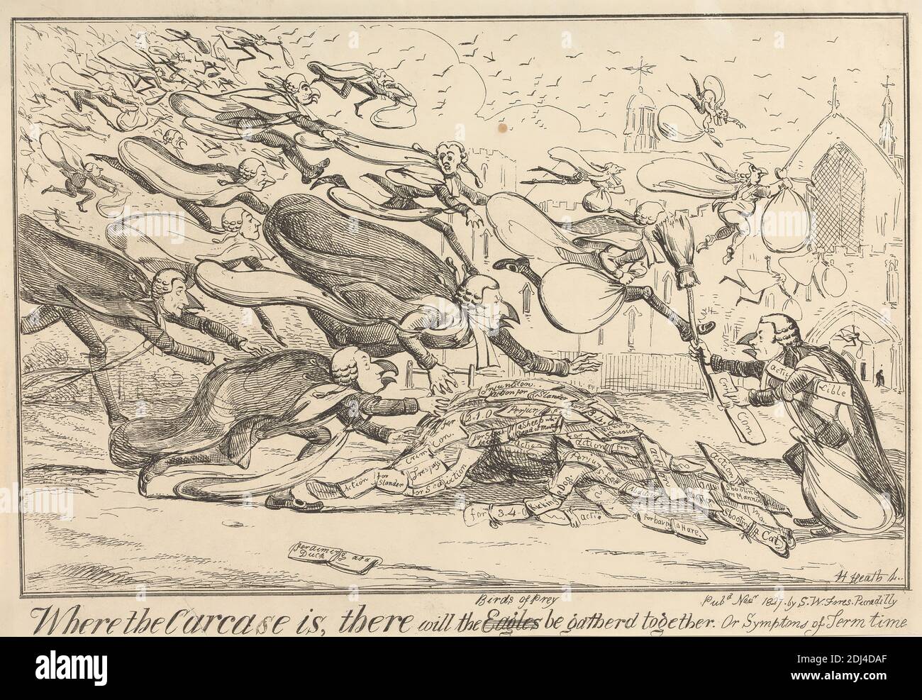 Wo der Karkass ist, wird ... die Raubvögel gesammelt werden, Henry Heath, aktiv 1824–1835, Britisch, 1827, Ätzung Stockfoto